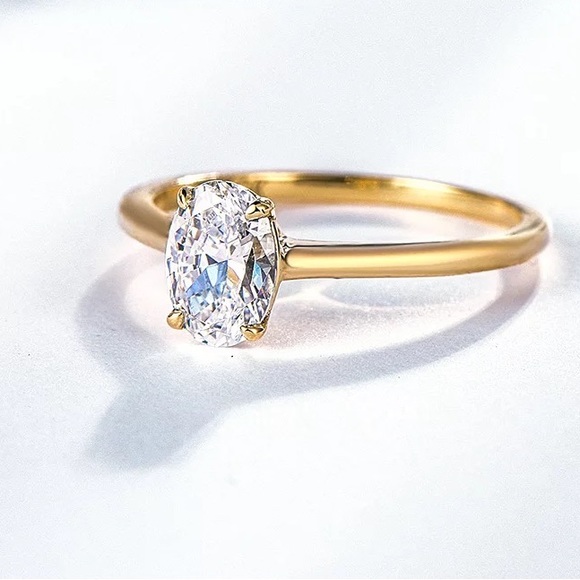 GRA certified 14k Solid gold 1ct D color oval cut Moissanite Solitaire Ring - Picture 13 of 15